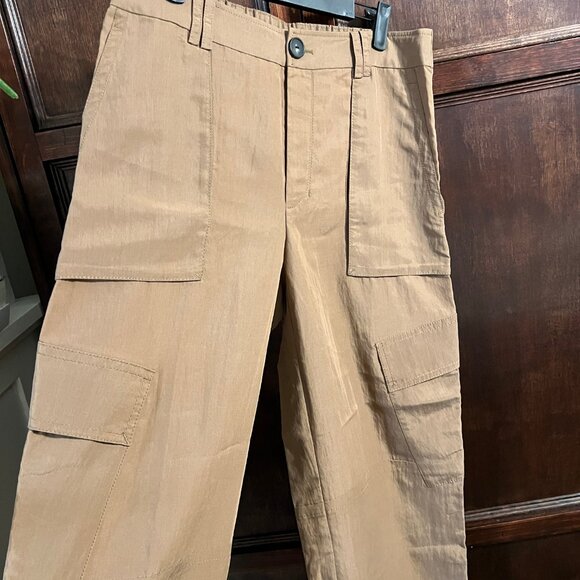 VINCE. FLUID CARGO PANTS SIZE 10 NEW WITH TAGS COLOR NILE BROWN + VINCE BLOUSE - Picture 4 of 16